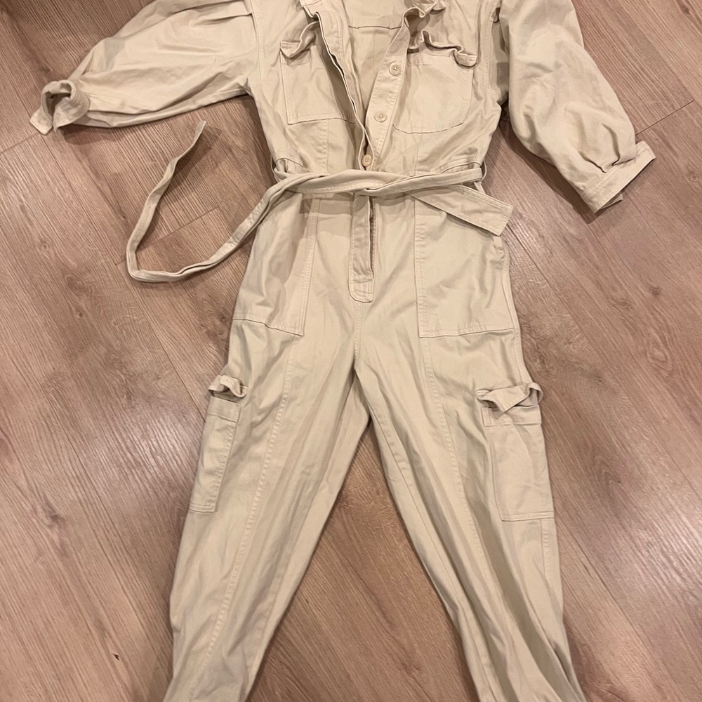 Banana Republic Moleskin Beige Utility Flightsuit Jumpsuit